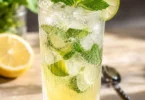 Zesty Limoncello Mojito cocktail garnished with mint and lemon.