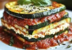 Delicious homemade Zucchini Lasagna with layers of zucchini and cheese