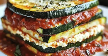 Delicious homemade Zucchini Lasagna with layers of zucchini and cheese