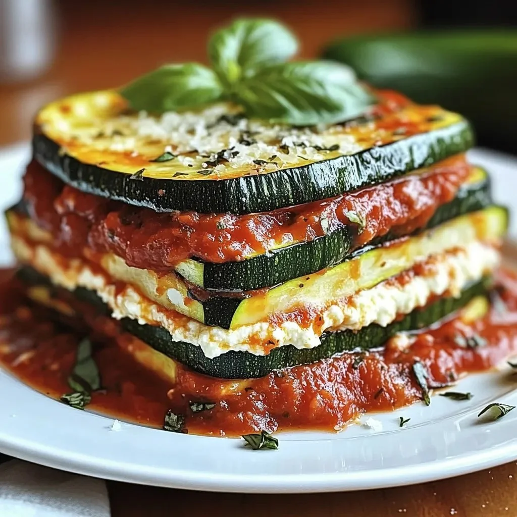Delicious homemade Zucchini Lasagna with layers of zucchini and cheese